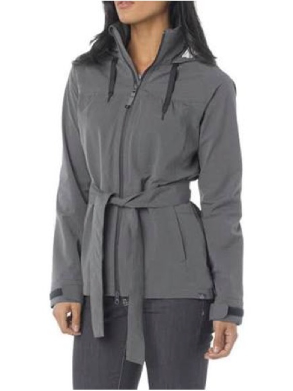 Prana Women's Eliza Rain Jacket Hooded Trench Coat in Charcoal Sz M Windbreaker
